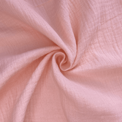 Ткань Муслин Жатый, цвет Нежно-Розовый (на отрез)  в Армавире